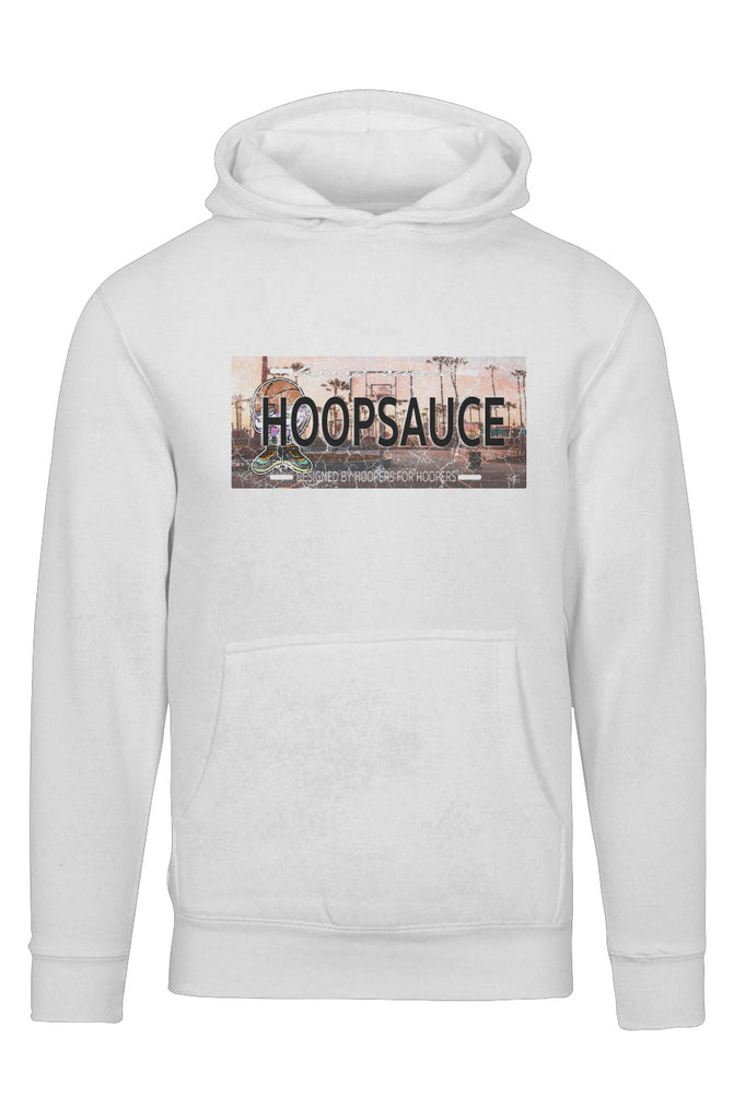 The Hoop Sauce Vintage License Plate Basketball Hoodie